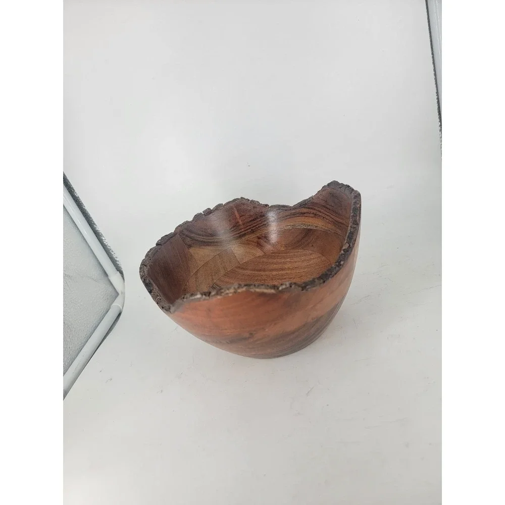 Natural Edge Hand Made Black Walnut Wooden Bowl  7‎ X 4 
